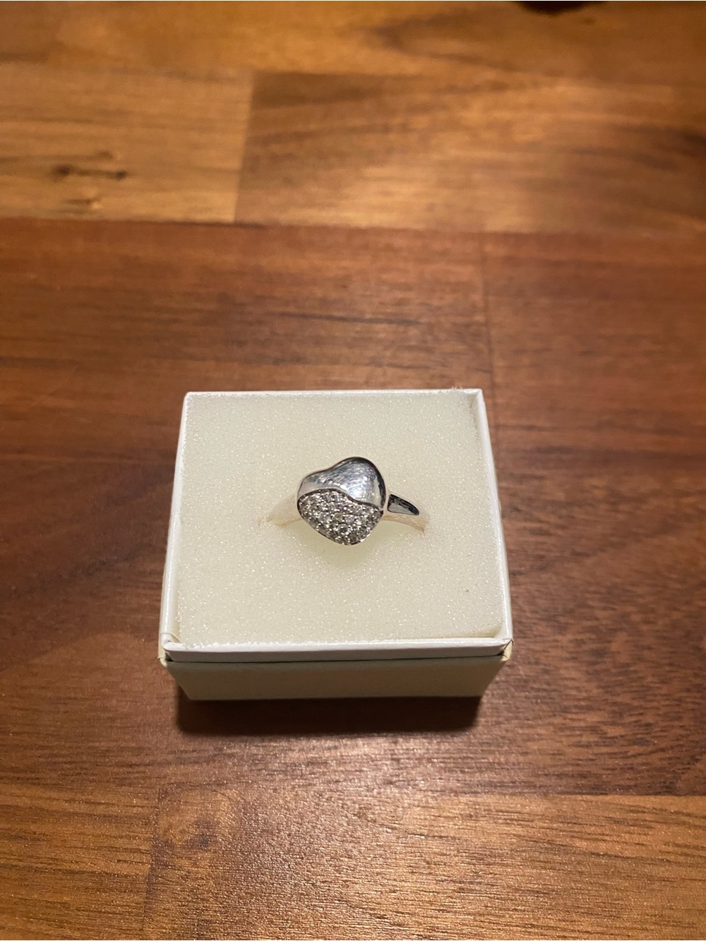 John Hardy Silver Pebble Diamond Heart Ring